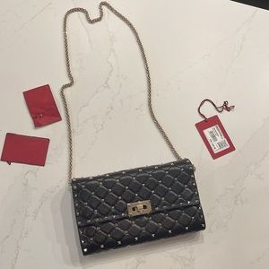 Gorgeous (Used 1 Time) Valentino Black Studded Clutch Handbag Purse